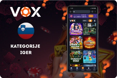 Kategorije iger v aplikaciji Vox Casino