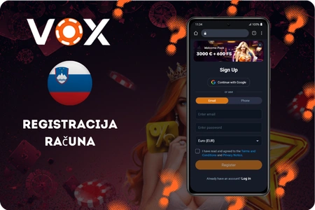 Registracija računa v aplikaciji Vox Casino